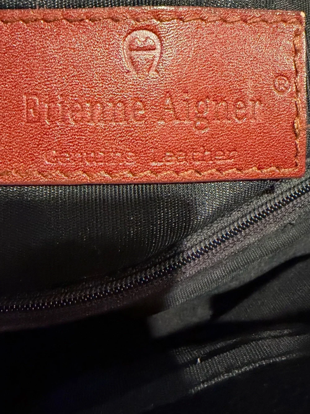 Vintage Etienne Aigner Black Shoulder Bag with Orange Trim